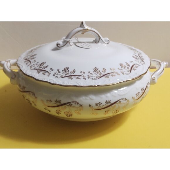 Vintage Coalport England Vegetable/Soup Tureen  "Burgundy" Pattern 10 1/2" - Picture 2 of 15
